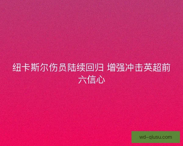 纽卡斯尔伤员陆续回归 增强冲击英超前六信心